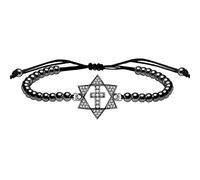 JunyiDIY Braccialetto con ciondolo a forma di croce e stella di David, realizzato a mano, regolabile, gioiello religioso cristiano alla moda per uomini e donne, regalo protettivo e ispiratore,