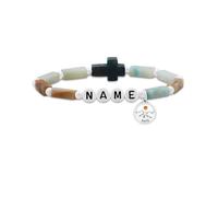 JunyiDIY Braccialetto con Croce in Amazonite Personalizzato, Bracciale con Perline Rettangolari Matteo 17:20 Ciondolo Preghiera Gioiello Cristiano per Uomini e Donne YS5712
