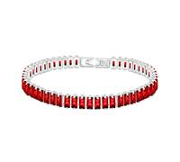 JunyiDIY Braccialetto Tennis CZ Rosso da Donna, Cristalli di Zirconia Eleganti su Catena d’Argento, Gioiello Elegante Regolabile 19 cm, Regalo per Migliore Amica, Matrimonio, Fidanzamento YA5832