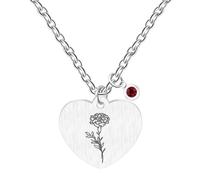 JunyiDIY Collana Bucaneve di Gennaio con Ciondolo in Granato, Gioiello con Gemma Rossa per Compleanno Donna e Festa della Mamma YA5545