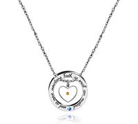 JunyiDIY Collana con Ciondolo in Argento Placcato a Cuore con Semi di Senape per Donna - Gioielli con Fede Cristiana con Doppio Ciondolo a Cerchio per Mamma Moglie