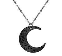 JunyiDIY Collana con Luna Araba - Collane con Pendente Islamico in Acciaio Inossidabile Nero per Uomini Donne Gioielli Musulmani Regalo YA4979