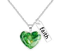 JunyiDIY Collana con Seme di Senape in Pietra Verde Mela per Donna, Gioiello Religioso FAITH, Regalo per Preghiera Familiare, Ispirazione Cristiana