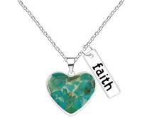 JunyiDIY Collana Cuore Fede e Speranza per Donna, Amazonite Seme di Senape FAITH, Gioiello Cristiano, Regalo per Preghiera e Battesimo