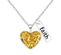 JunyiDIY Collana FAITH Foglia Dorata per Donna, Gioiello Biblico con Seme di Senape, Simbolo di Forza e Coraggio, Regalo Ispiratore Famiglia e Amici