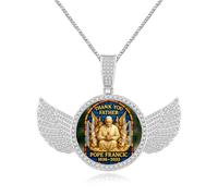 JunyiDIY collana foto personalizzata con ali d’angelo per uomo donna, gioiello commemorativo zirconi cubici, regalo coppia, amico, laurea, Natale, Ringraziamento YA5953
