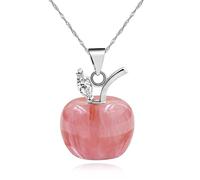 JunyiDIY Collana Mela Rosa per Donne, Catena a Maglia Foglie di Frutta, Gioielli Senza Nichel per Insegnanti, Regalo Laurea Vigilia di Natale, 19,7 Pollici