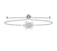 JunyiDIY Elegante Braccialetto con Maglie Argentate con Chiusura Regolabile a Bolo - Braccialetto con Ciondolo Tartaruga per Donna, Migliore Amica, Regalo di Compleanno SJA4597