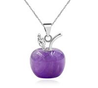 JunyiDIY Elegante collana con ciondolo mela viola da donna | Splendidi gioielli in cristallo viola | Regalo perfetto per il Ringraziamento e la Laurea per amici e migliori amici