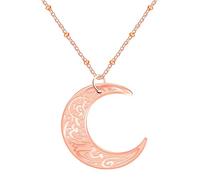 JunyiDIY Elegante Collana con Pendente Luna Placcato Oro Rosa - Gioiello Islamico per Donne Regalo per Festa della Mamma Natale San Valentino Ayatul Kursi Ramadan Eid