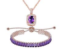 JunyiDIY Set di braccialetti e collane tennis viola, eleganti gioielli con zirconi scintillanti regalo per donne amiche mamma migliore amica compleanno laurea matrimonio fidanzamento YA5587