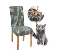 Junyito Coprisedie con Schienale Alto Coprisedia Elasticizzato 4/6 Pezzi Fodere Coprisedia per Sala da Pranzo Copertura Protettiva (K-Voce dell'Arte verde, 6 pezzi)