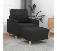 JUNZAI Poltrona con poggiapiedi nero, 60 cm, tessuto, pouf esterno, pouf esterno, giardino, piccolo salotto da giardino
