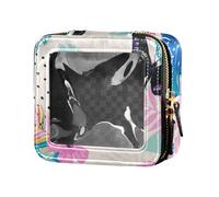 junzan Acquerello Fiori Farfalle Sacchetto di Trucco Trasparente Borse da Viaggio per Articoli da toeletta Mini Contenitori di Trucco per Viaggio, Acquerello Fiori Farfalle, 5.1 x 2.2 x 4.7 inches,