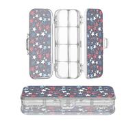 JUNZAN American Flags Star Clear Pencil Box Plastica Doppio Piano Pastelli Contenitori Per La Scuola Con Snap E Coperchio Blu Navy