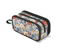 JUNZAN Astuccio portamatite estetico con farfalle viola del pensiero floreale per donne uomini scuola ufficio forniture di cancelleria