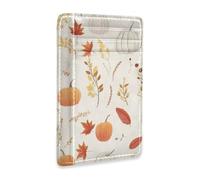 JUNZAN Autunno Zucche e Foglie Portafoglio Sottile Titolari di Carte per Uomini Donne Minimalista Tasca Frontale Portafogli Piccola Porta Carte Blocco RFID