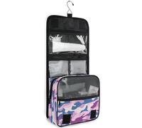 junzan Beauty case da viaggio da appendere per donne e uomini, blu mimetico, borsa cosmetica da viaggio con gancio organizer per trucchi per la famiglia, Blu elettrico_2, 18.5"(Unfold) x 9" W x 4" H