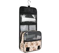 JUNZAN Beauty case da viaggio da appendere per donne e uomini con simpatici cervi da viaggio con gancio organizer per trucchi per la famiglia rosa pesca