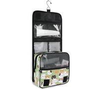 JUNZAN Beauty case da viaggio da appendere per donne e uomini, con simpatici gatti e gattini, con gancio, organizer per trucchi per la famiglia, grigio