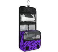 JUNZAN Beauty case da viaggio da appendere per donne e uomini, con stampa di tigre, con gancio, organizer per trucchi per la famiglia, viola