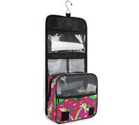 JUNZAN Beauty case da viaggio da appendere per donne e uomini, gatti con arcobaleni, chiodi di garofano, borsa cosmetica da viaggio con gancio, organizer per trucchi per la famiglia, rosa rosso