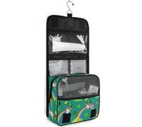 JUNZAN Beauty case da viaggio da appendere per donne e uomini, gatti con arcobaleni, chiodi di garofano, borsa cosmetica da viaggio con gancio, organizer per trucchi per famiglia, verde menta