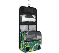 JUNZAN Beauty case da viaggio da appendere per donne e uomini, gatti con arcobaleni, chiodi di garofano, borsa cosmetica da viaggio con gancio, organizer per trucchi per famiglia, ciano scuro