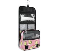 junzan Beauty case da viaggio da appendere per donne e uomini, grazioso avocado con arcobaleni, borsa cosmetica da viaggio con gancio, organizer per trucchi per famiglia, Avocado carino con arcobaleni