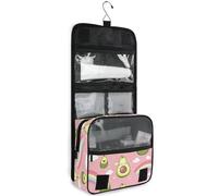 junzan Beauty case da viaggio da appendere per donne e uomini, rosa carino avocado borsa cosmetica con gancio organizer per trucchi famiglia, Avocado carino con arcobaleni04, 18.5"(Unfold) x 9" W x 4