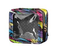 junzan Beauty case da viaggio trasparente con graffiti geometrici, impermeabile, borsa da toeletta da viaggio, organizer per il volo, Graffiti geometrici, 5.1 x 2.2 x 4.7 inches, Colorato