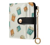 JUNZAN Beige Popcorn Secchi Piccoli Portafogli Donna Sottile Portachiavi Portafoglio per Le Donne Bifold Porta Carte con Cerniera Tasca Monete Blocco RFID