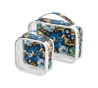 junzan Blooming Meadow Flower Clear Travel Bags per articoli da toeletta Quart Size Travel Bag Tsa Approvato Travel Makeup Bag, Fiore di prato fiorito, Pack of 2