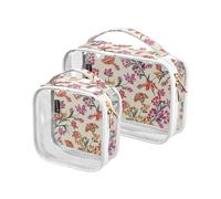 junzan Blooming Wild Flower Clear Borse da viaggio per articoli da toeletta Quart Size Travel Bag Tsa Approvato Travel Makeup Bag, Fioritura Fiore selvatico, Pack of 2