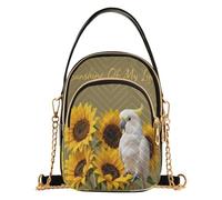 JUNZAN Borsa a tracolla leggera per le donne | Mini borsa con tracolla a catena regolabile staccabile per commissioni quotidiane & Incontri pappagalli Sunshine Sunflower
