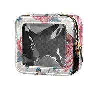 junzan Borsa da toilette con fiore floreale vintage con uccellino floreale trasparente piccola borsa da toilette con cerniera organizer per il volo, Vintage Uccello Floreale, 5.1 x 2.2 x 4.7 inches,