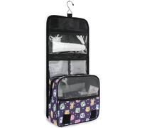 JUNZAN Borsa da toilette da appendere per donne e uomini, graziosa borsa da viaggio con animali dello zoo con gancio, organizer per trucchi per la famiglia, viola