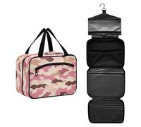 JUNZAN Borsa da toilette da viaggio da appendere con cammello mimetico per donne borse da toilette con gancio organizer per trucco, cammello_3, 12.6" x 9" x 5.7", Colorato