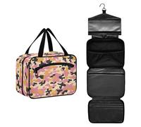 JUNZAN Borsa da toilette da viaggio da appendere mimetica per donne borse da toilette con gancio organizer per trucco calendula, MARIGOLD_2, 10.8" x 8" x 5.5", Colorato