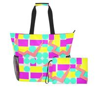 JUNZAN Borsa di totalizzatore resistente dell'acqua della spiaggia di | EVA foderato bagnato oggetto tasca multi tasca spiaggia borsa Halloween partito forme geometriche