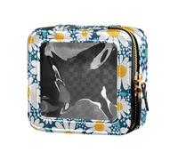 junzan Borsa per trucco trasparente con fiori di camomilla per borsetta, borsa da toilette da viaggio, borsa per il trucco per volare, fiori di camomilla, 5,1 x 2,2 x 4,7 pollici, Fiori di Camomilla,