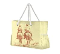 JUNZAN Borsa tote da spiaggia con manici da cowboys a cavallo retrò con manici borsa da piscina borsa da spiaggia borse da donna con tasche impermeabili