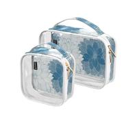 junzan Borse da toeletta trasparenti approvate Tsa della borsa da viaggio di dimensioni del quarto delle borse di trucco trasparenti dei fiori rustici per il viaggio, Fiori Rustici, Pack of 2