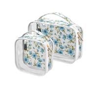 junzan Borse da toeletta trasparenti senza cuciture dei fiori della borsa da viaggio di dimensioni del quarto Tsa approvate le borse di trucco trasparenti per il viaggio, Fiori Senza Cuciture, Pack of