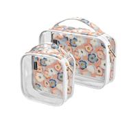 junzan Borse da toilette trasparenti di stile dell'acquerello dei fiori della borsa da viaggio di dimensioni del quarto Tsa approvate le borse di trucco trasparenti per il viaggio, Fiori Stile