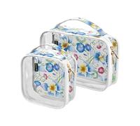 junzan Borse da viaggio trasparenti per articoli da toeletta Quart Morning Glory Flower Borsa da viaggio Tsa Approvato Borsa da viaggio da viaggio, Fiore della gloria del mattino, Pack of 2