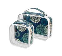 junzan Borse da viaggio trasparenti per articoli da toeletta Quart Size Bohemian Mandala Borsa da viaggio Tsa Approvato Borsa da viaggio da viaggio, Mandala bohémien, Pack of 2