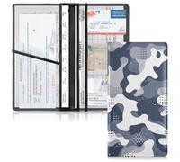 JUNZAN Cadet Grey Camo Car Registration and Insurance Card Holder Vehicle Glove Box for License Document