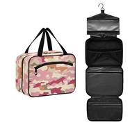 JUNZAN Camel_4 - Beauty case da viaggio da donna, con gancio, organizer per trucchi, cammello_4, 12.6" x 9" x 5.7", Colorato