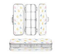 JUNZAN Carino anatre Onde Scatola di Plastica Per Matite Doppio Deck Hard Box Penne Caso Per Artigianato Arte Con Coperchio